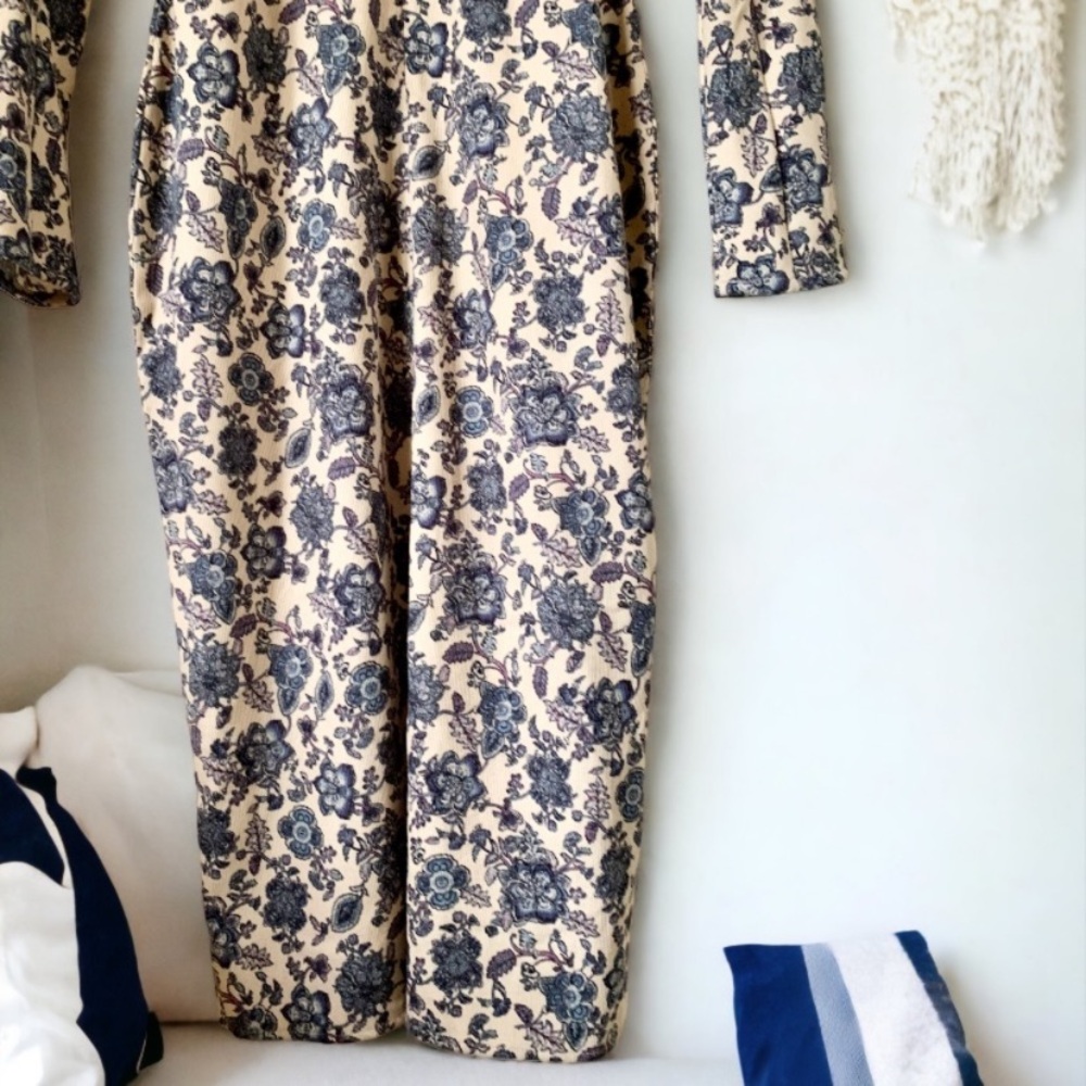Moon River Blue Floral Corduroy Dress By Anthropologie - Picture 7 of 12